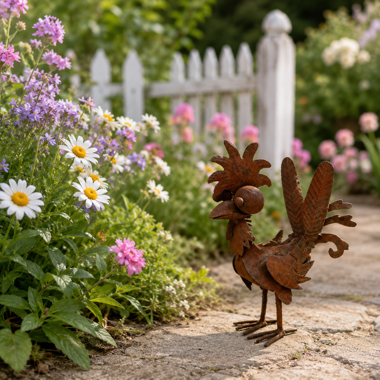 Rustic Metal Rooster Garden Decor