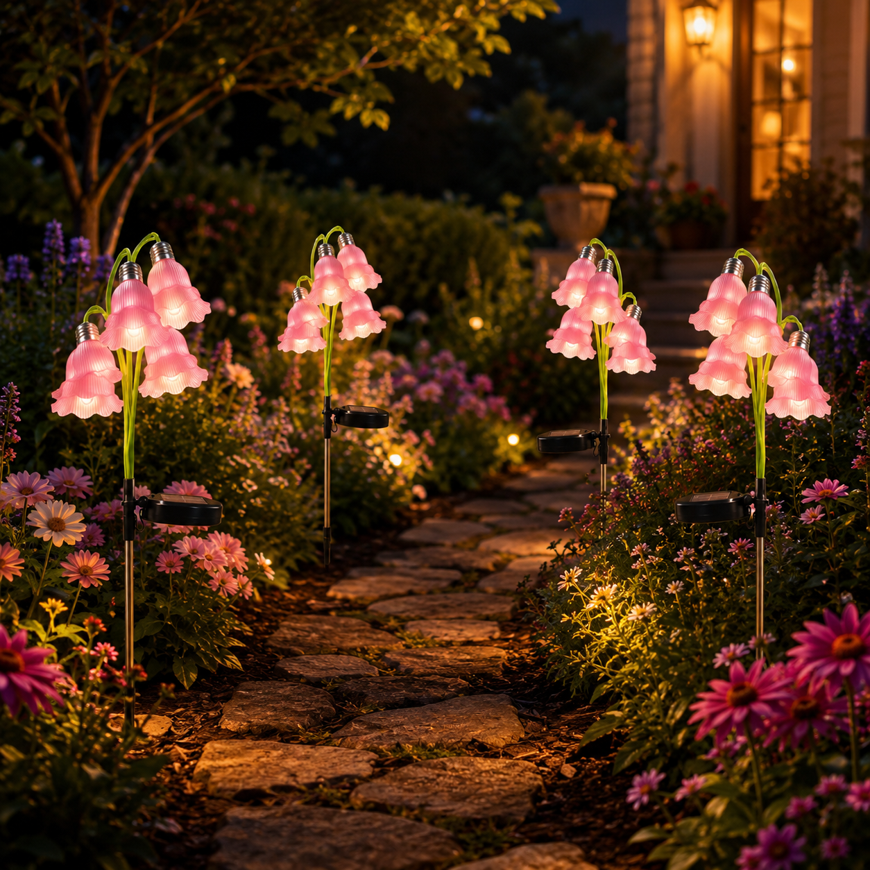 Solar Bell Flower Garden Stake Lights