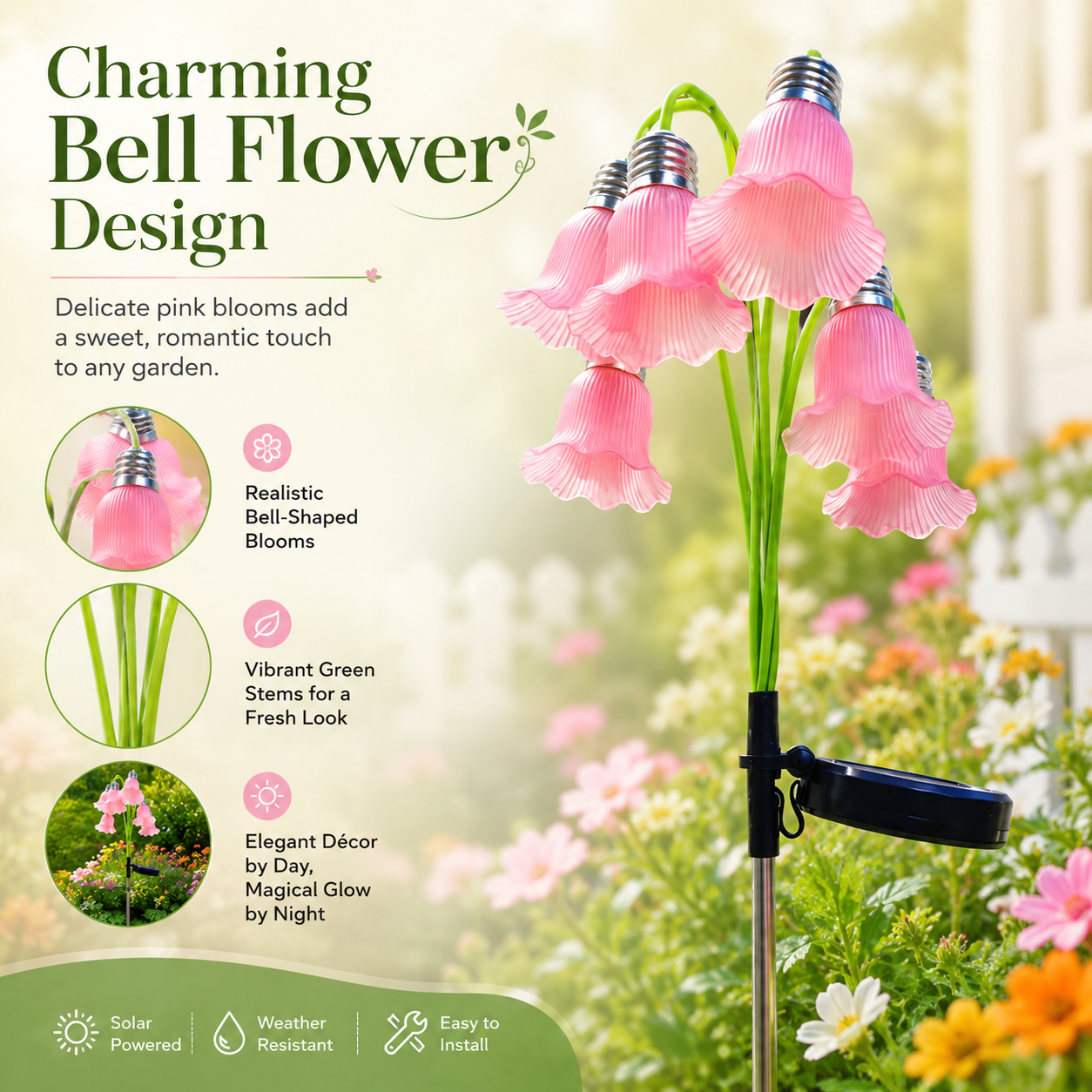 Solar Bell Flower Garden Stake Lights