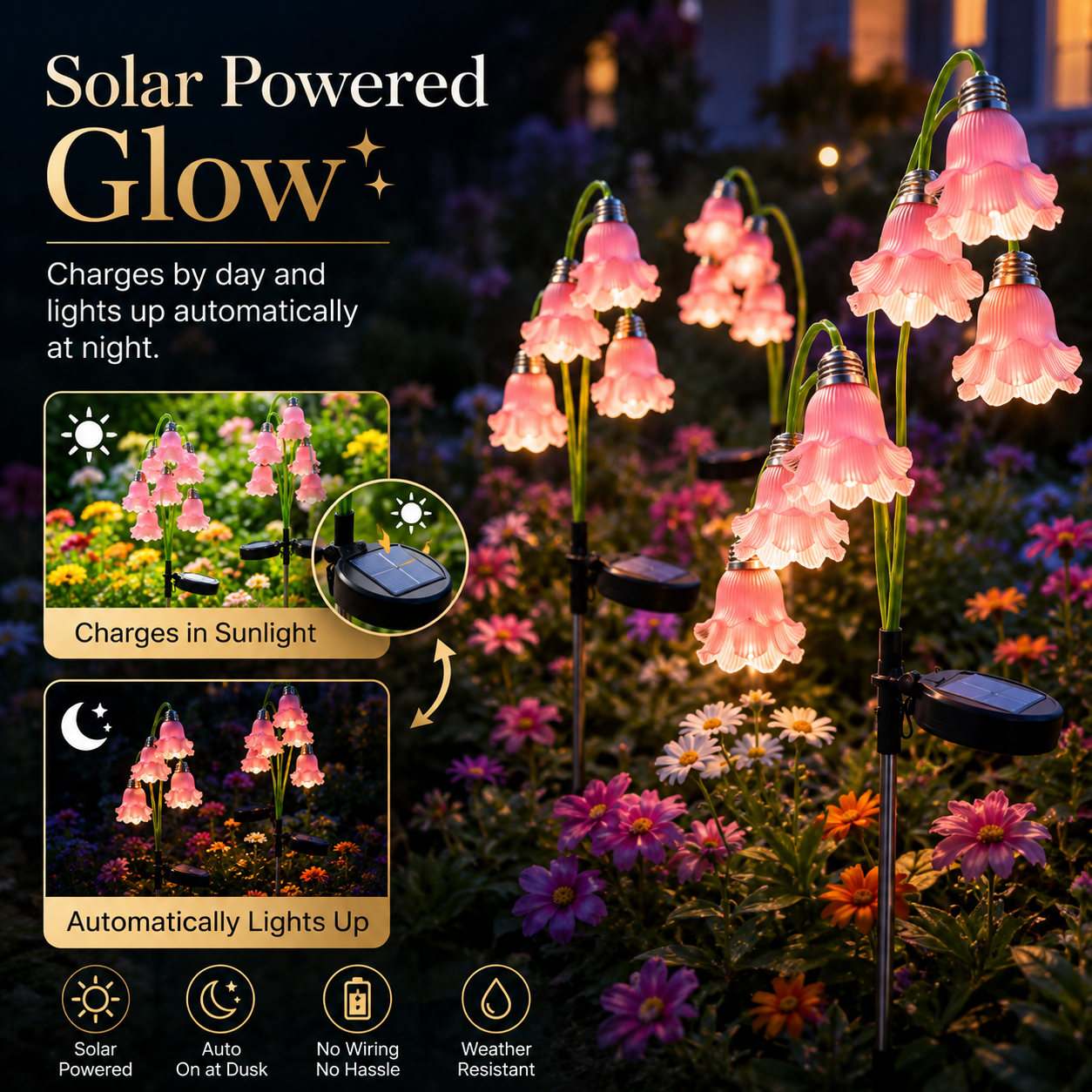 Solar Bell Flower Garden Stake Lights