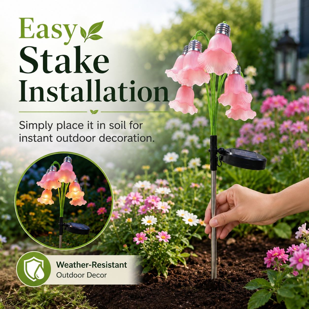 Solar Bell Flower Garden Stake Lights