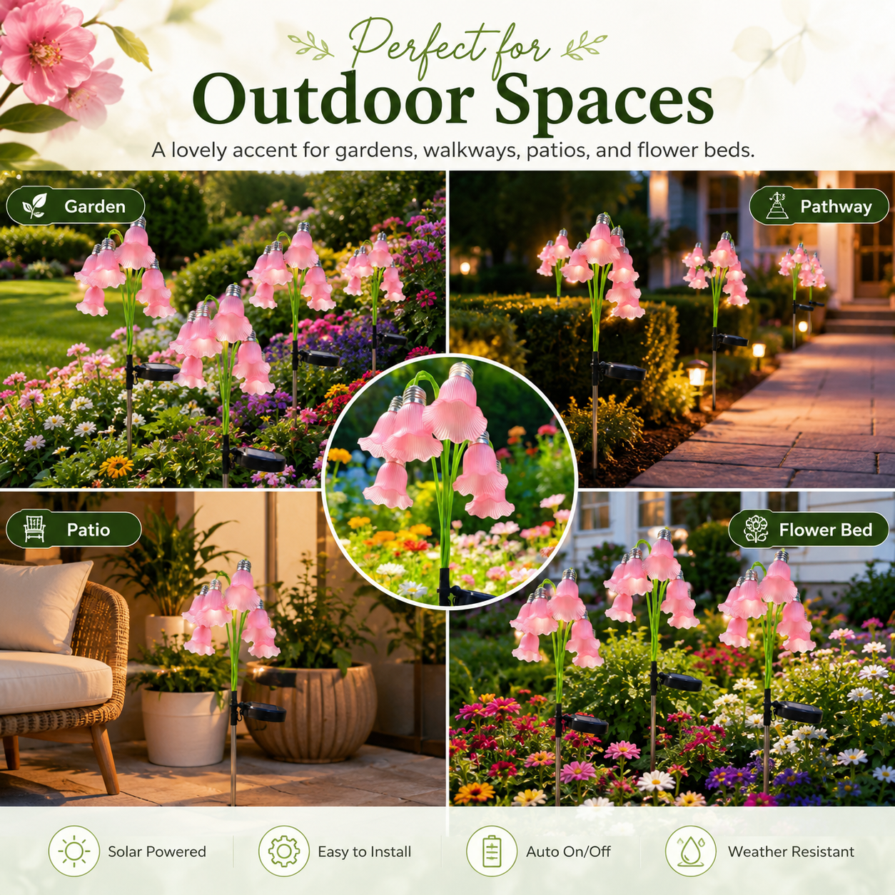 Solar Bell Flower Garden Stake Lights