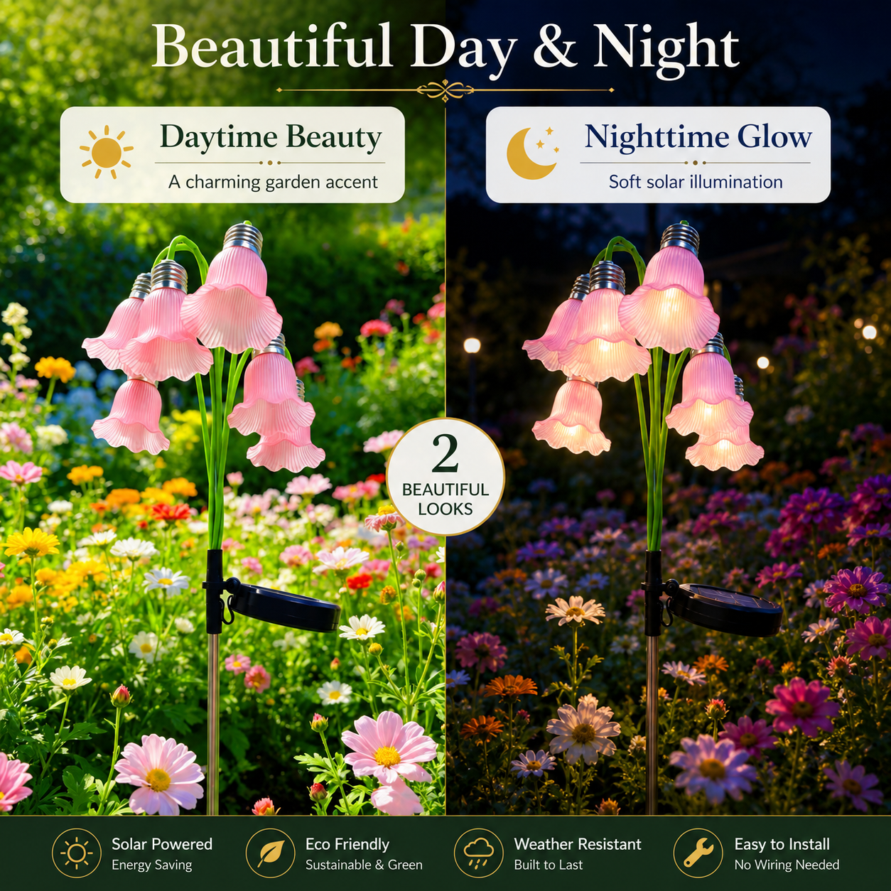 Solar Bell Flower Garden Stake Lights