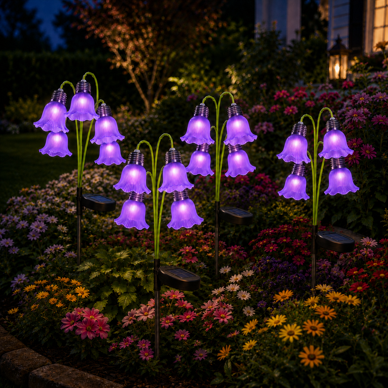 Solar Bell Flower Garden Stake Lights