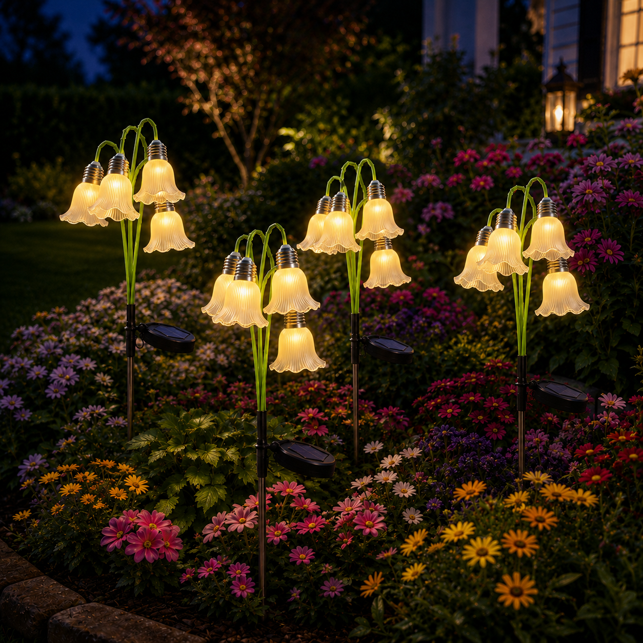 Solar Bell Flower Garden Stake Lights