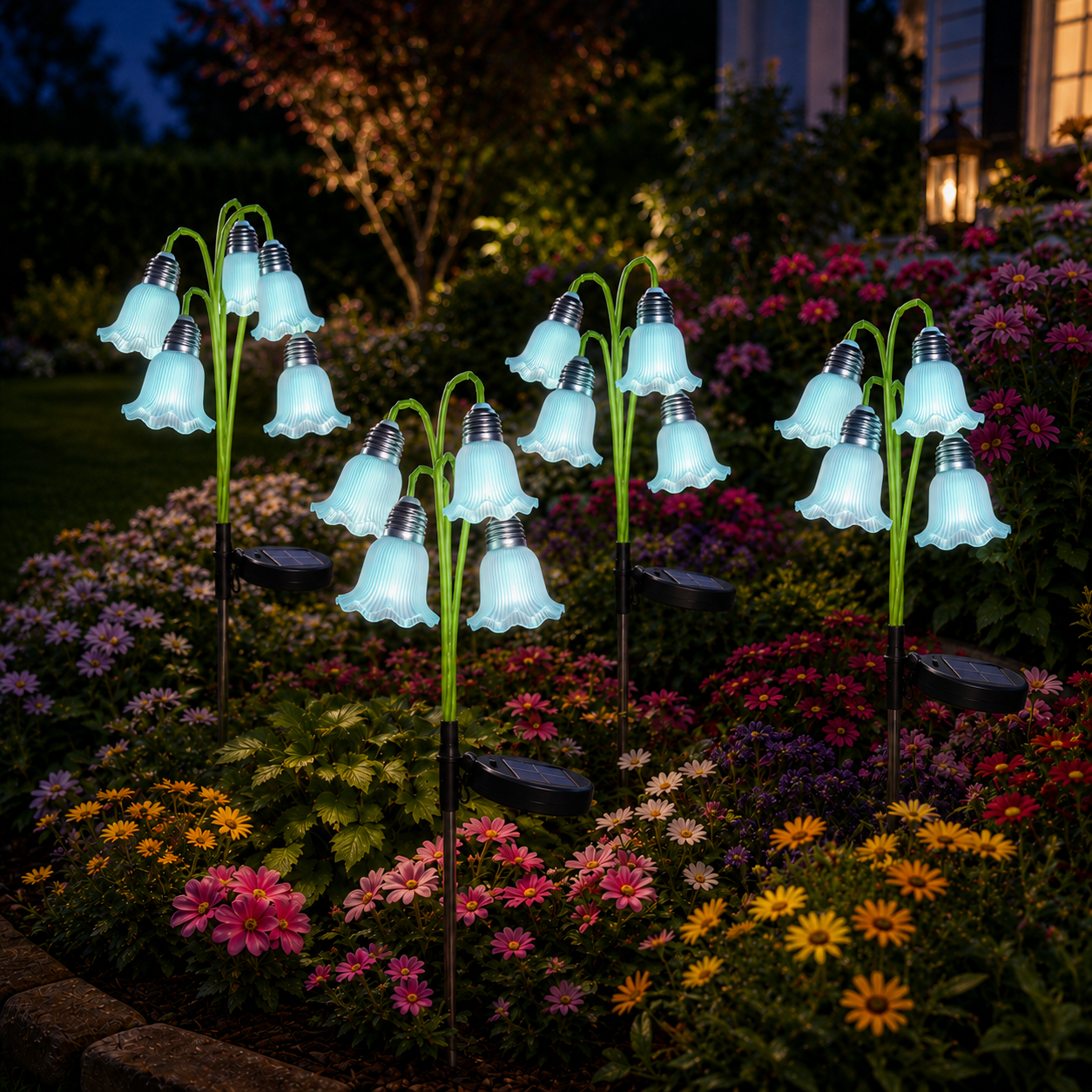 Solar Bell Flower Garden Stake Lights