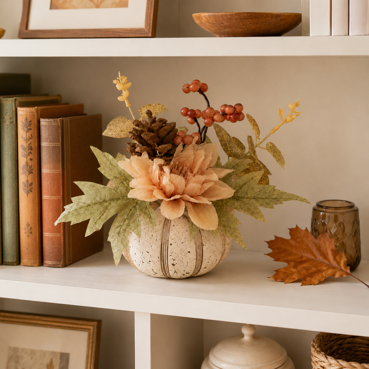 Lighted Fall Pumpkin Floral Decor