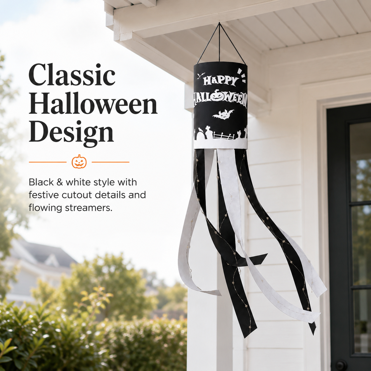 Halloween Hanging Windsock with Warm String Lights