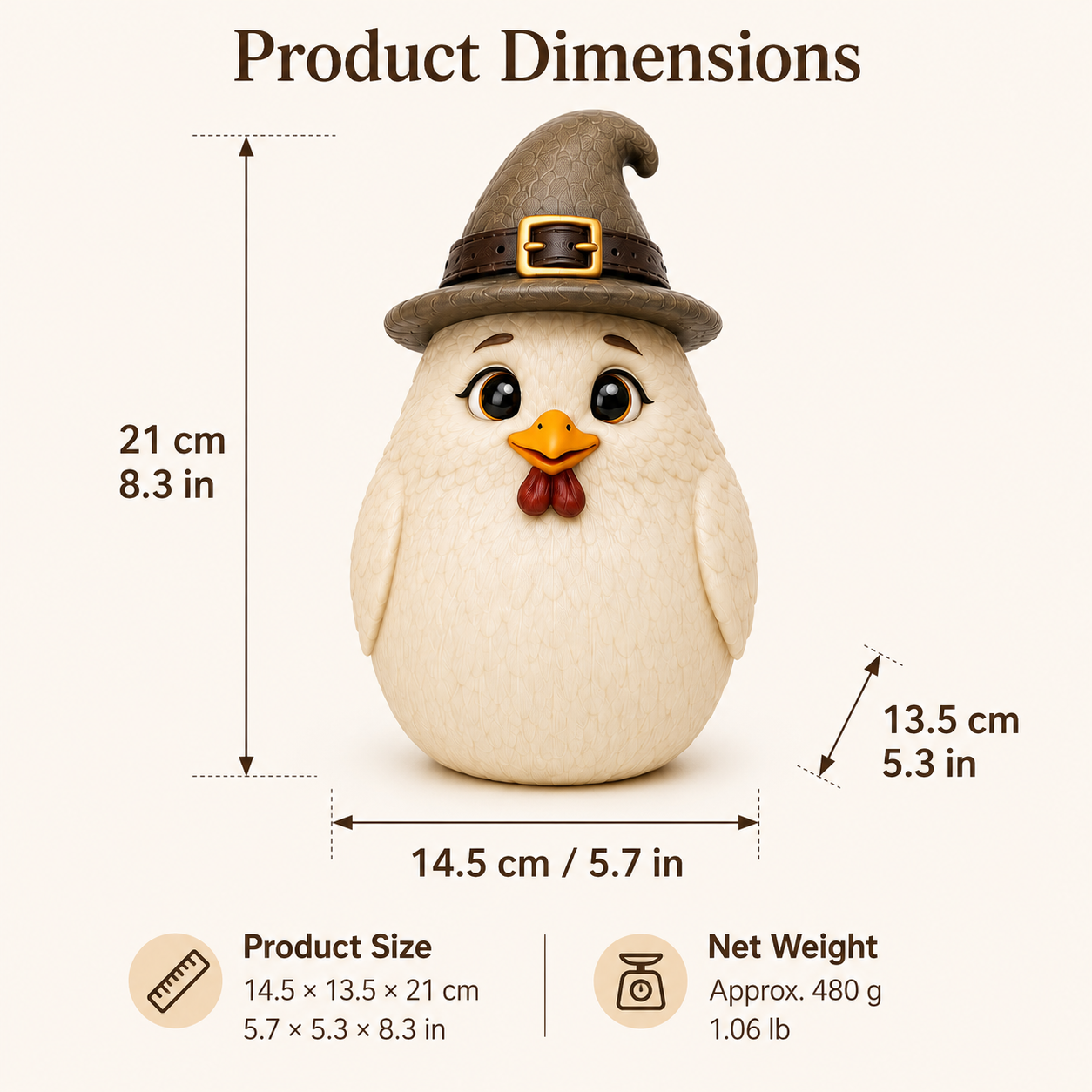 Whimsical Witch Hen Halloween Figurine