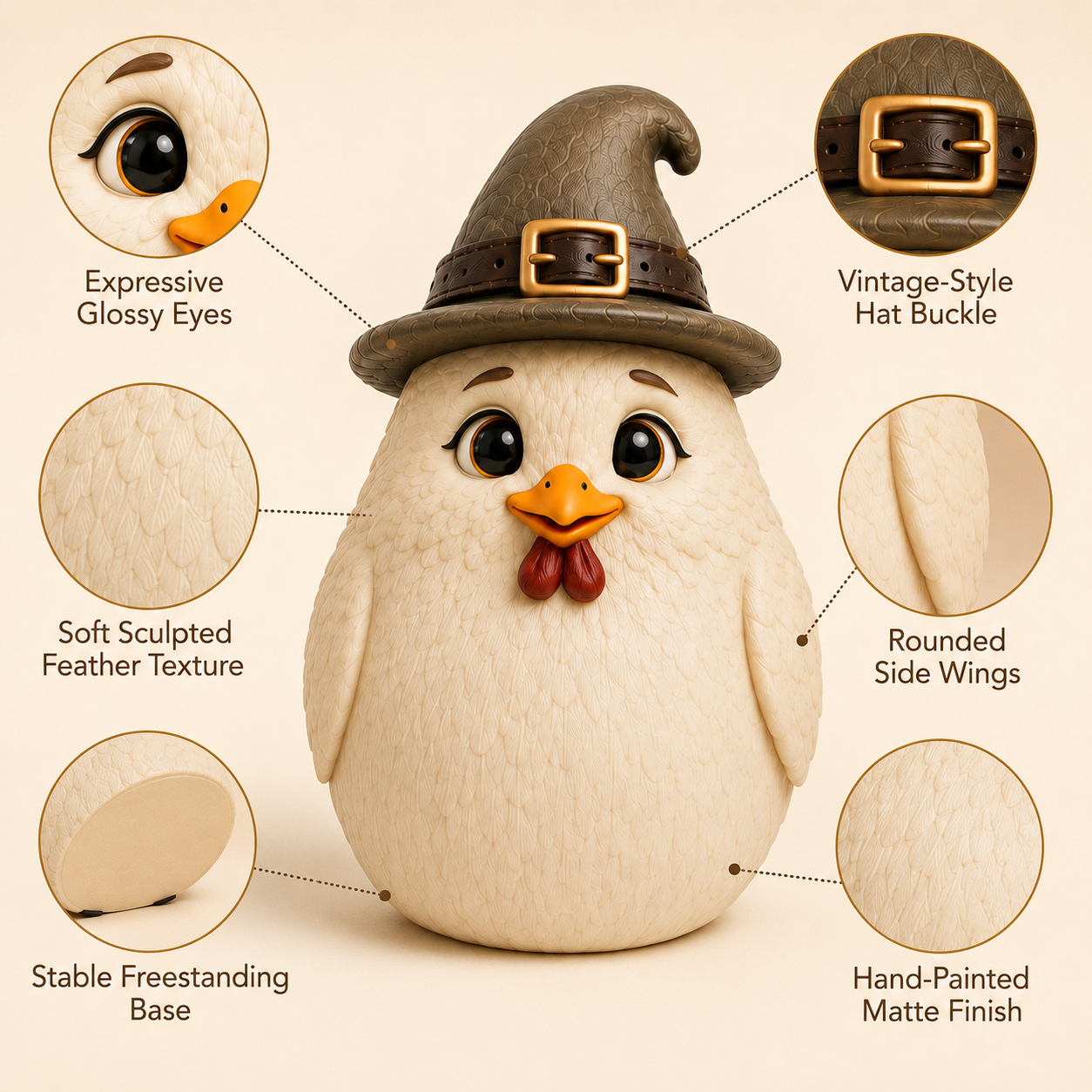 Whimsical Witch Hen Halloween Figurine