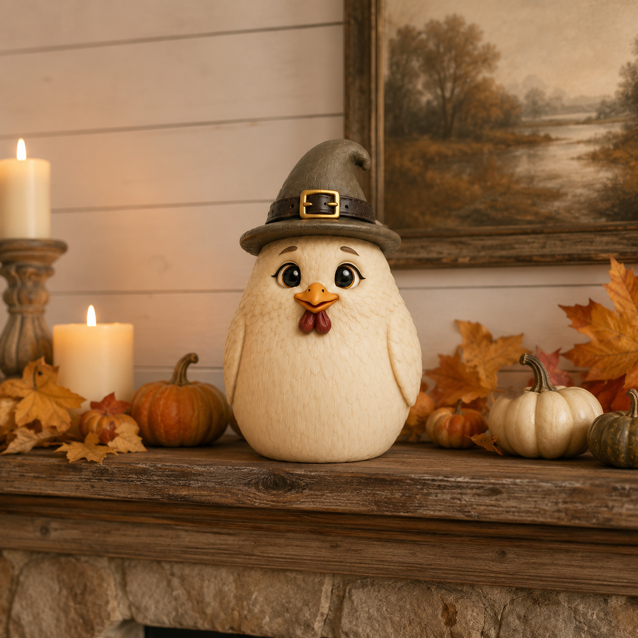 Whimsical Witch Hen Halloween Figurine