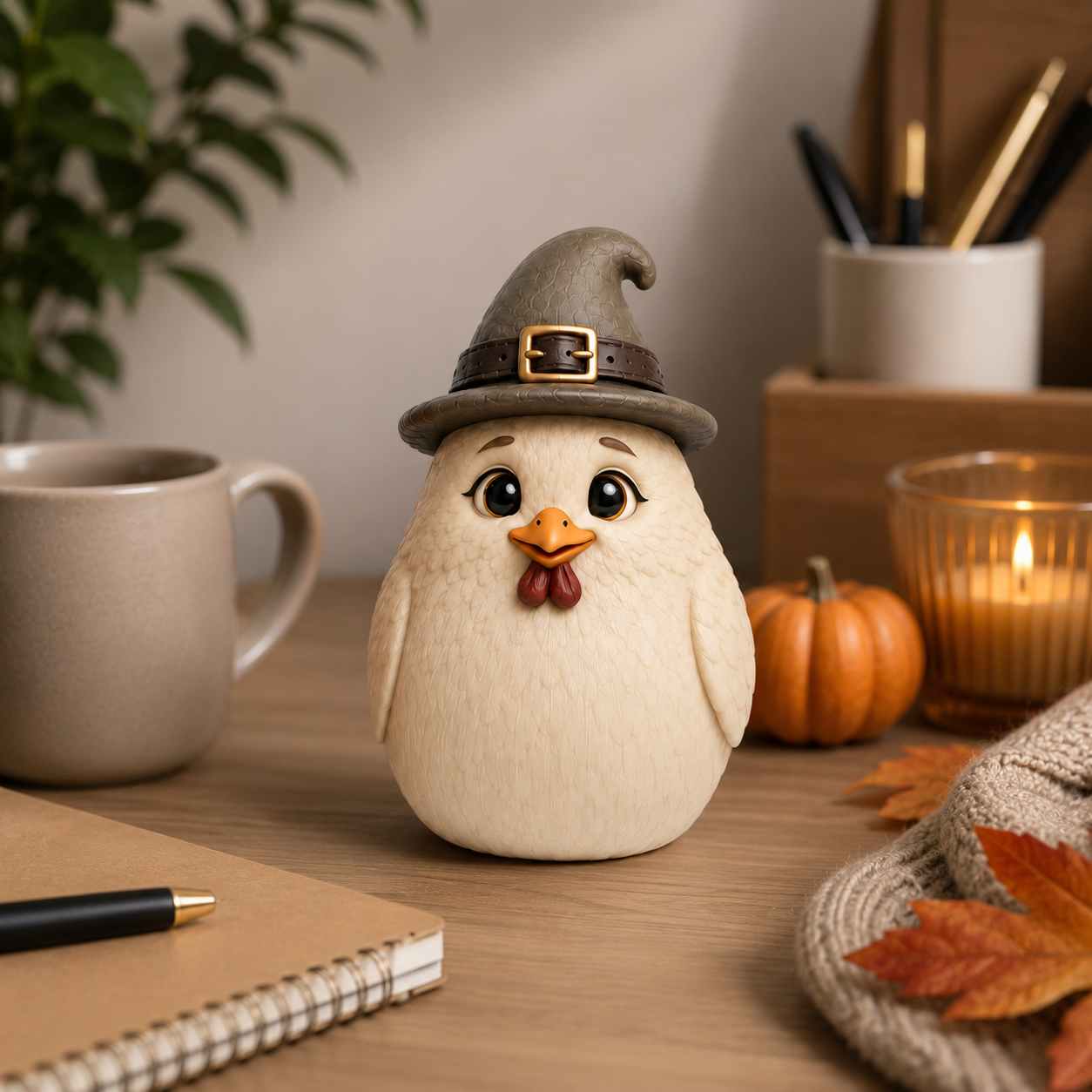 Whimsical Witch Hen Halloween Figurine