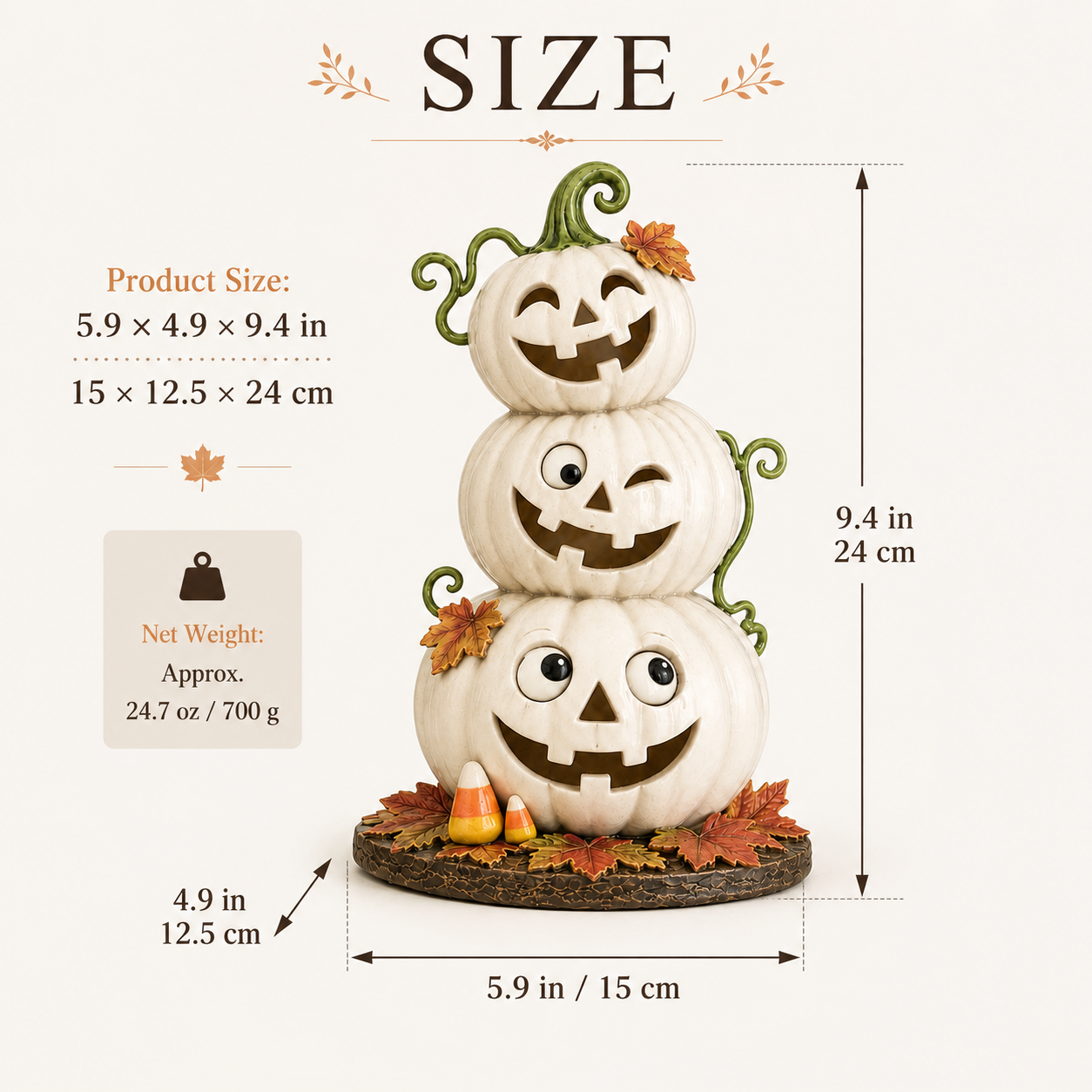 Lighted Stacked Jack-O’-Lantern Pumpkin Decor
