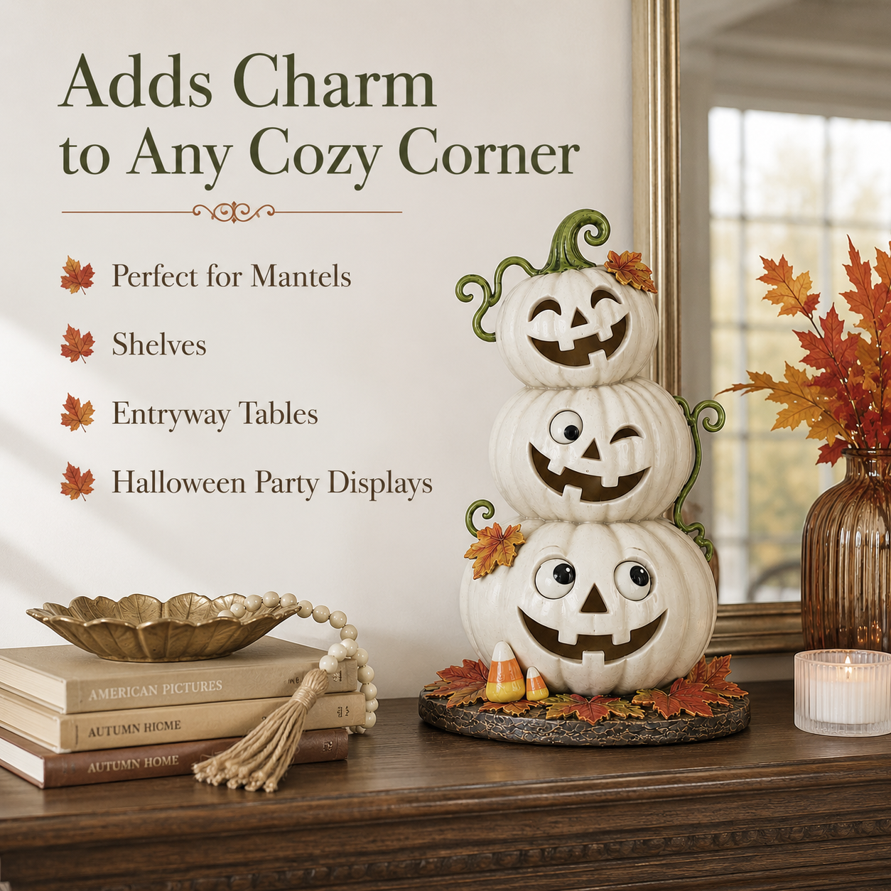 Lighted Stacked Jack-O’-Lantern Pumpkin Decor