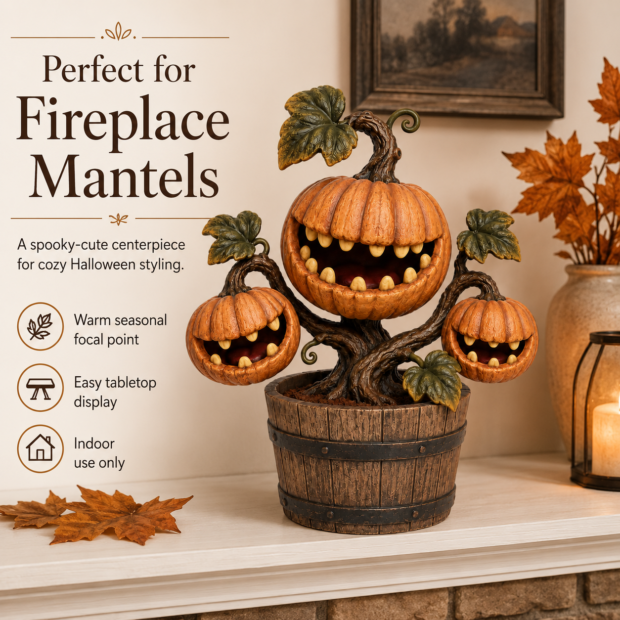 Big Mouth Pumpkin Flower Halloween Decor
