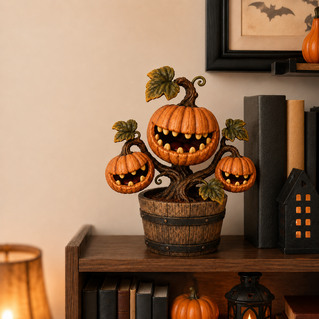 Big Mouth Pumpkin Flower Halloween Decor