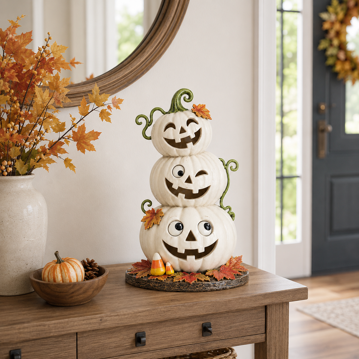 Lighted Stacked Jack-O’-Lantern Pumpkin Decor
