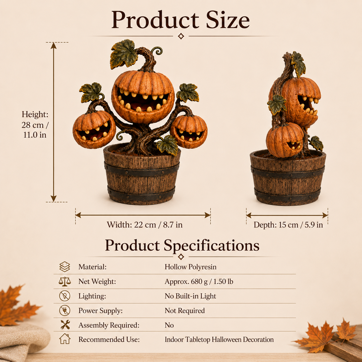 Big Mouth Pumpkin Flower Halloween Decor