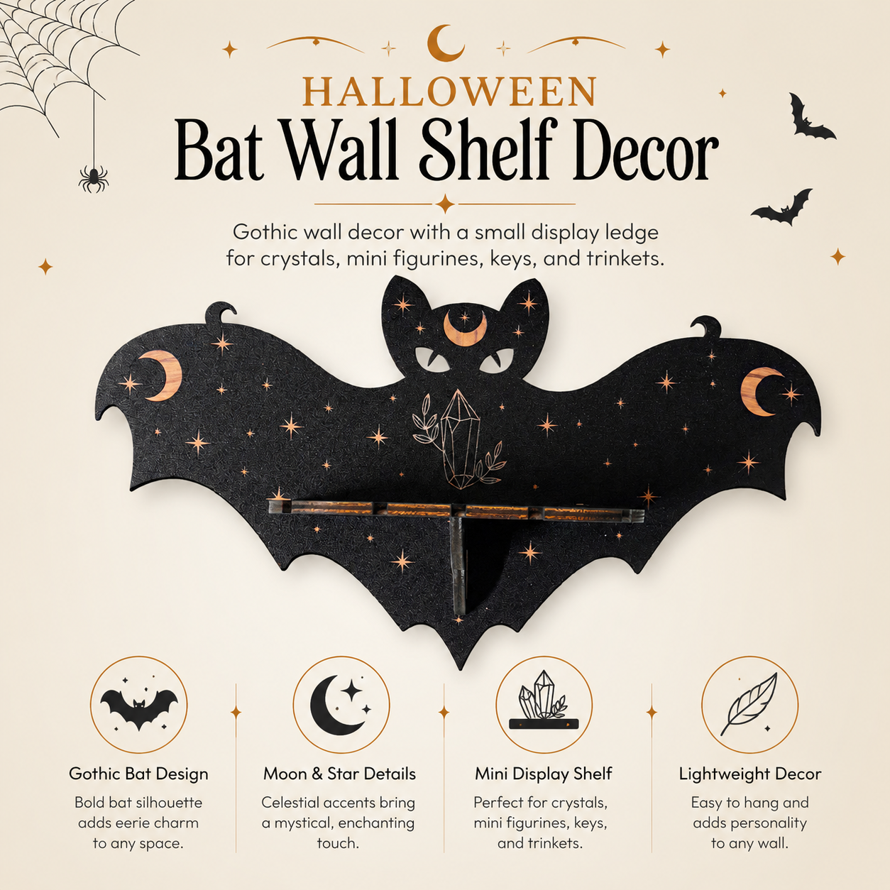 Halloween Bat Wall Shelf Decor
