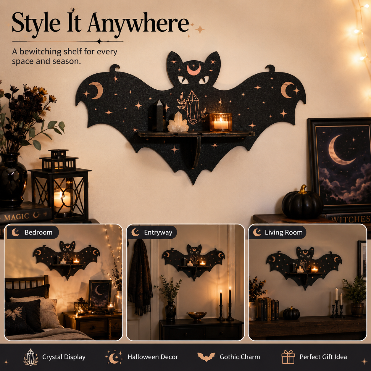 Halloween Bat Wall Shelf Decor