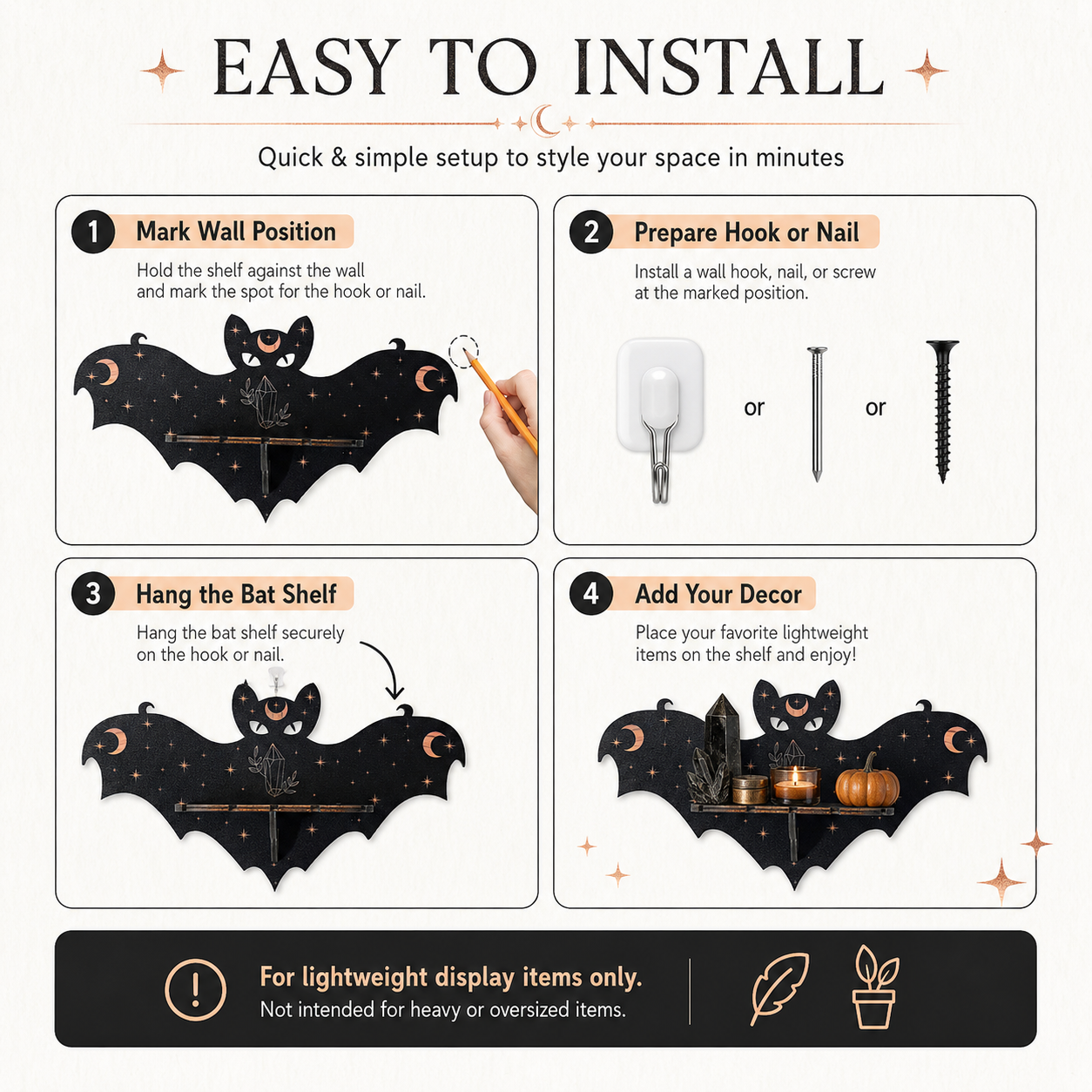 Halloween Bat Wall Shelf Decor