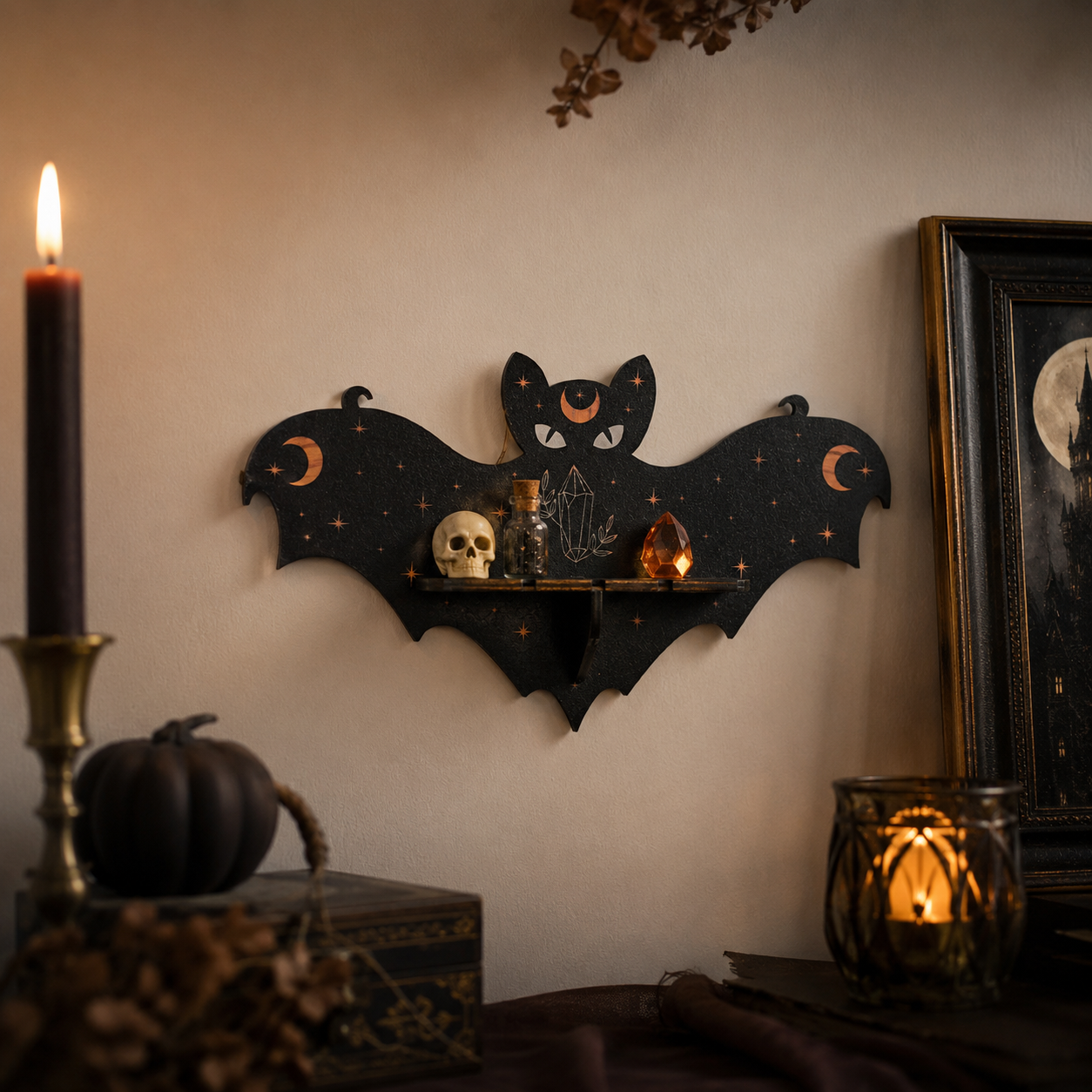 Halloween Bat Wall Shelf Decor