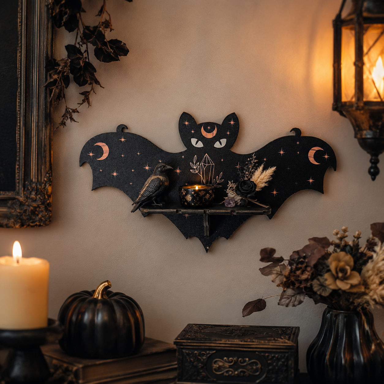 Halloween Bat Wall Shelf Decor