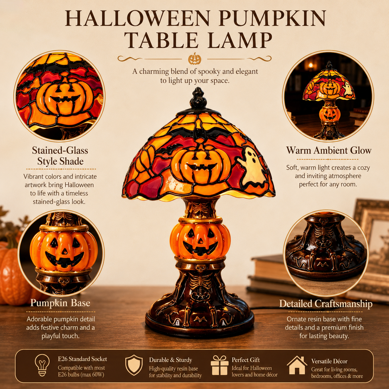 Halloween Pumpkin Table Lamp