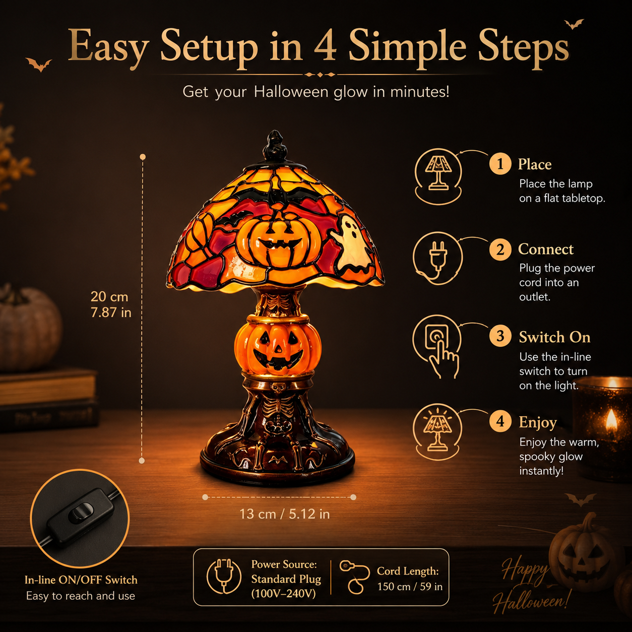 Halloween Pumpkin Table Lamp