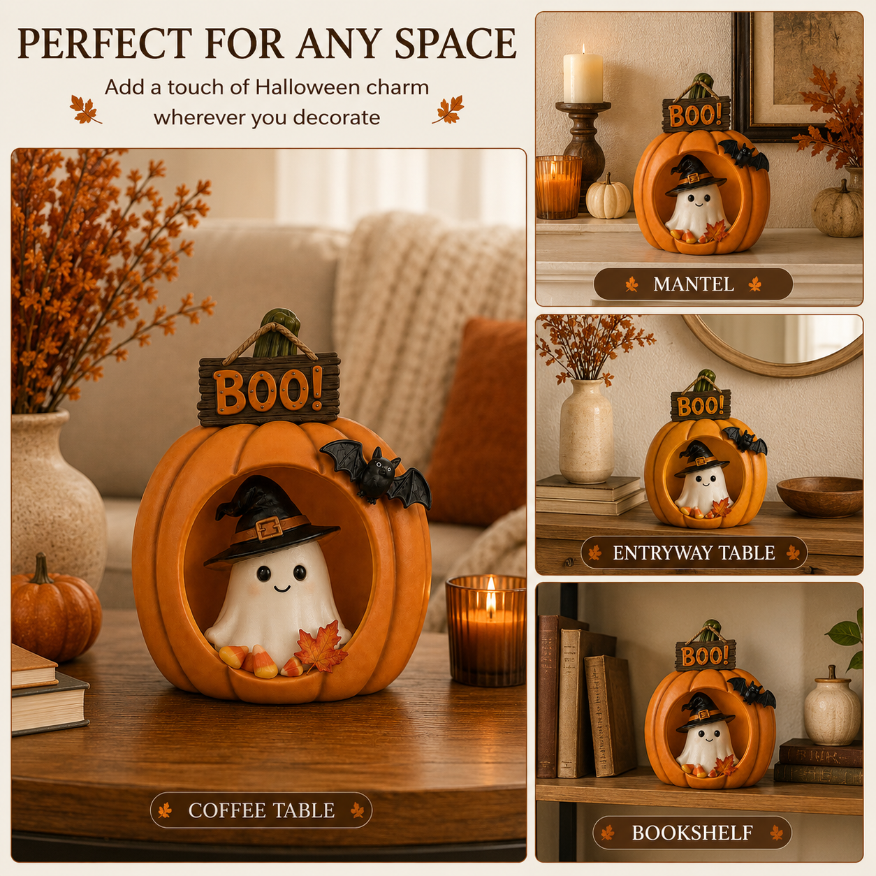 Lighted Pumpkin Ghost Halloween Table Decor