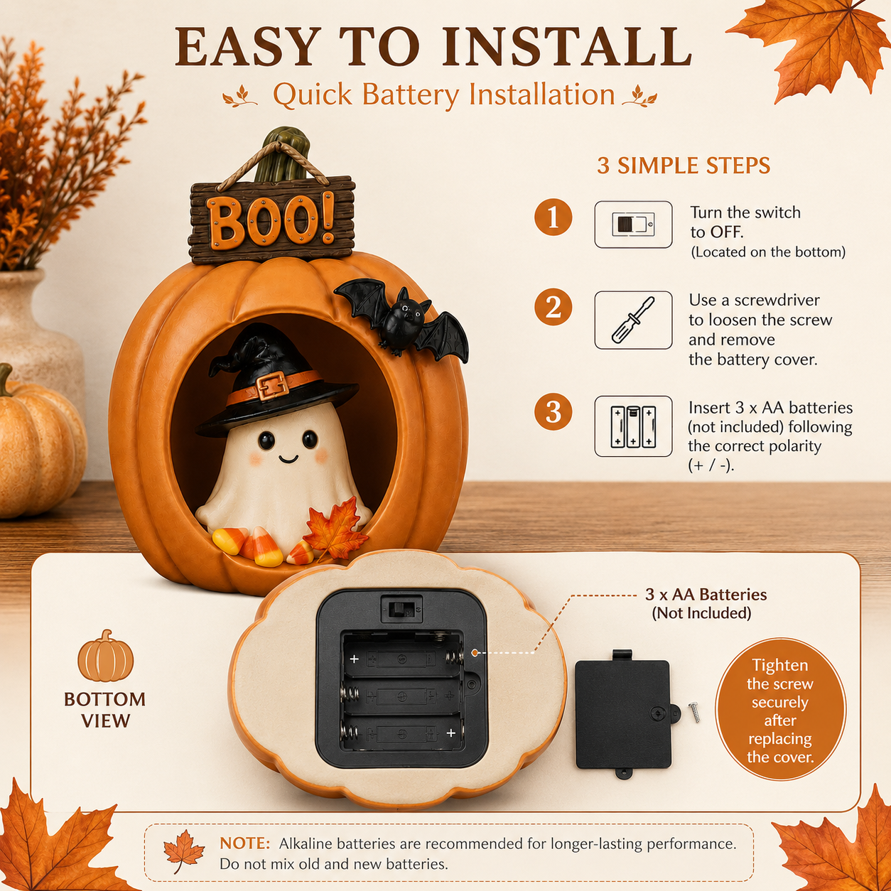 Lighted Pumpkin Ghost Halloween Table Decor