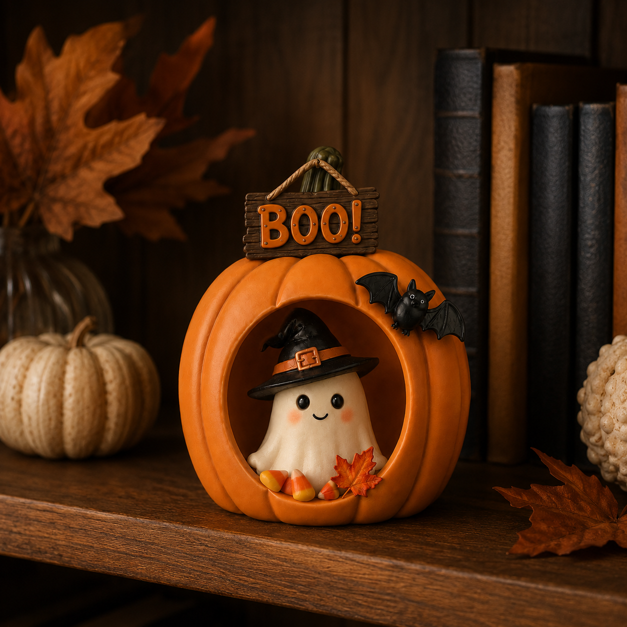 Lighted Pumpkin Ghost Halloween Table Decor