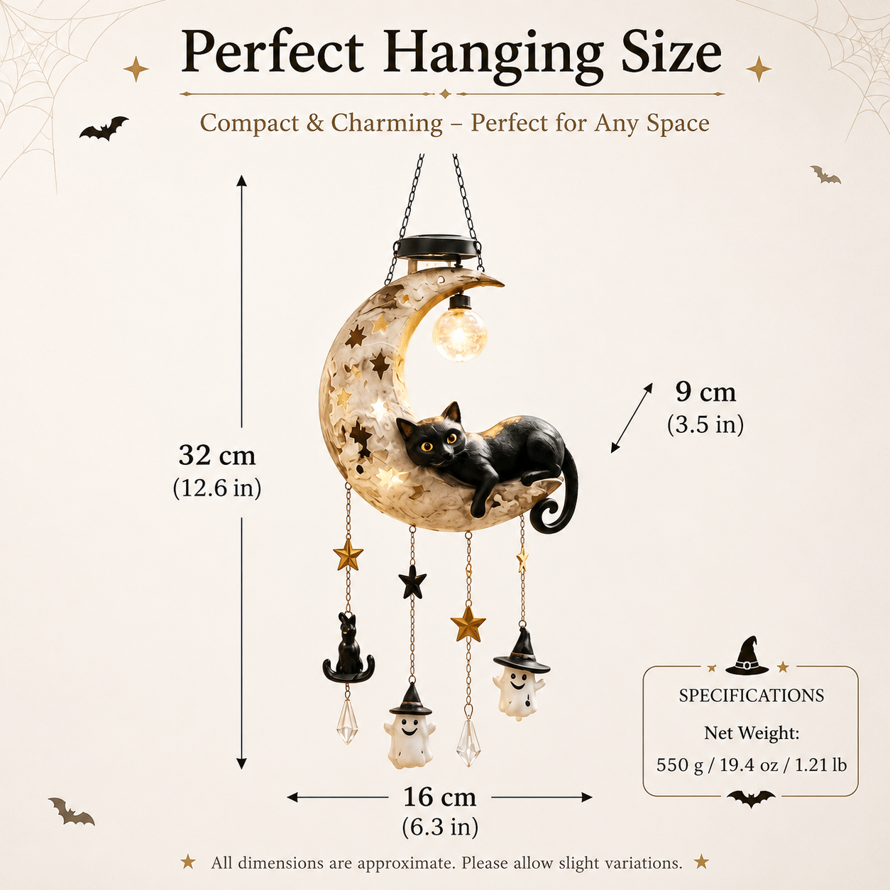 Halloween Moon Cat Hanging Decor with Light