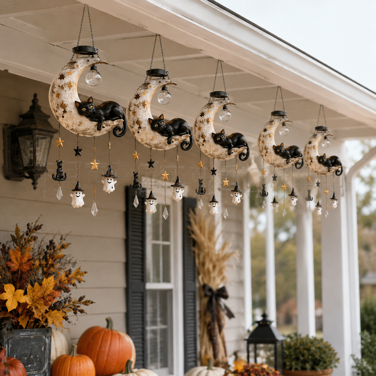 Halloween Moon Cat Hanging Decor with Light