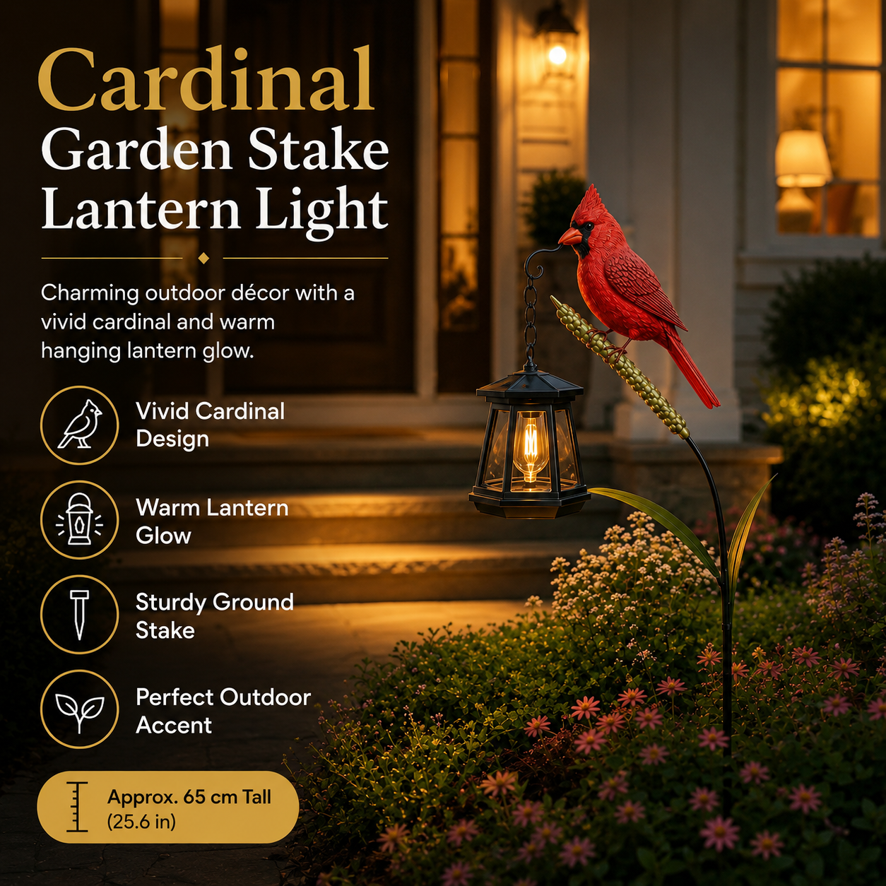 Cardinal Garden Stake Lantern Light