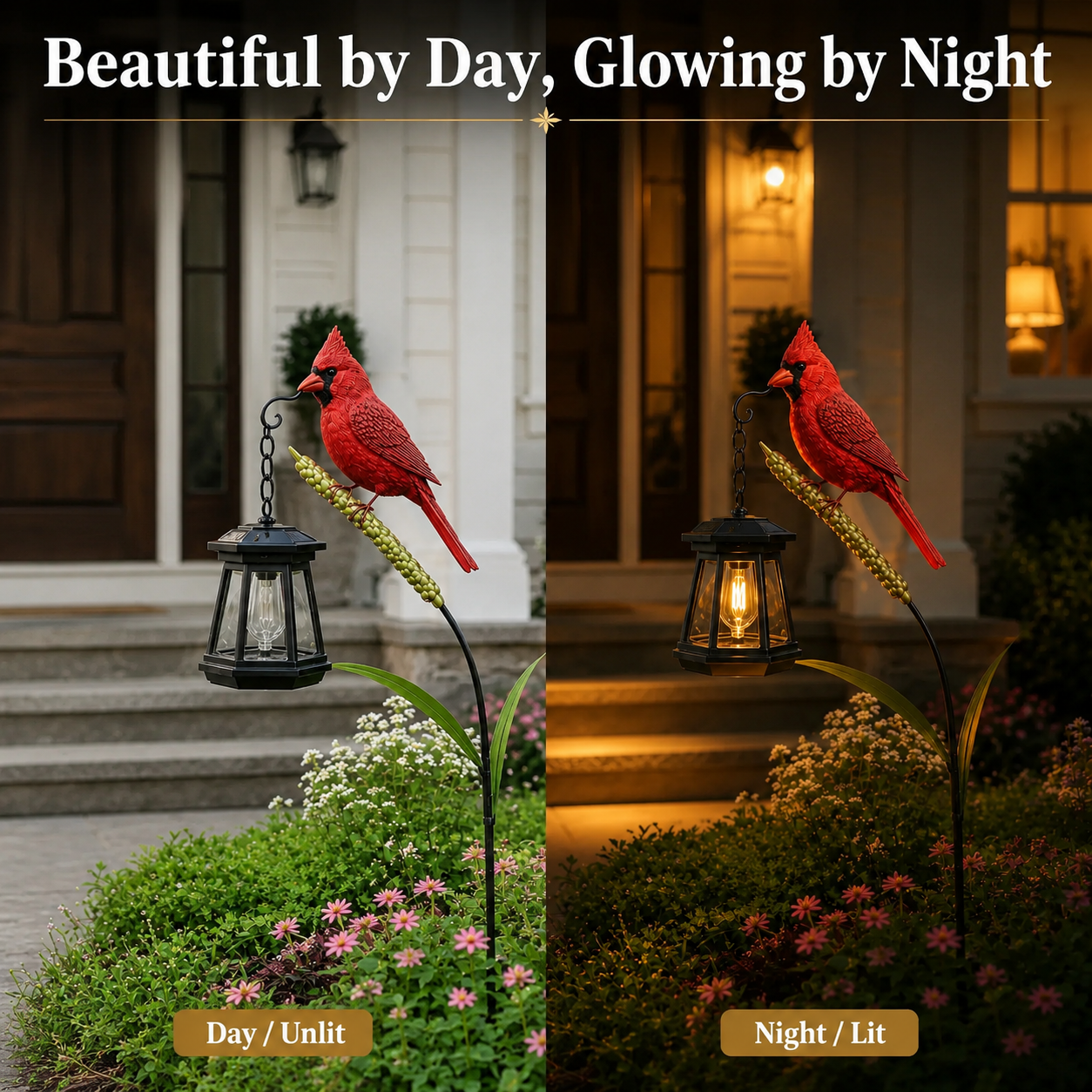 Cardinal Garden Stake Lantern Light