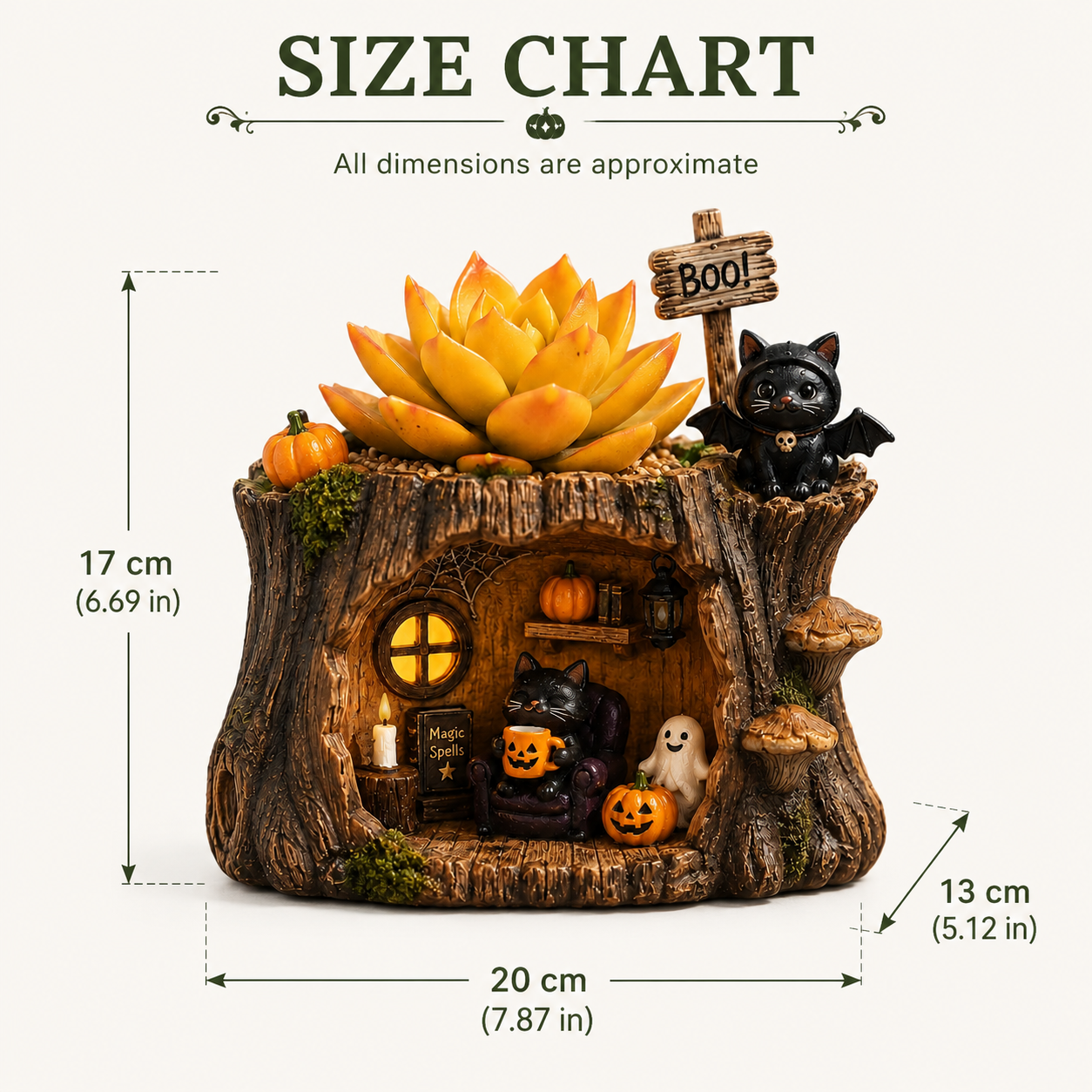 Lighted Halloween Black Cat Succulent Planter Decor
