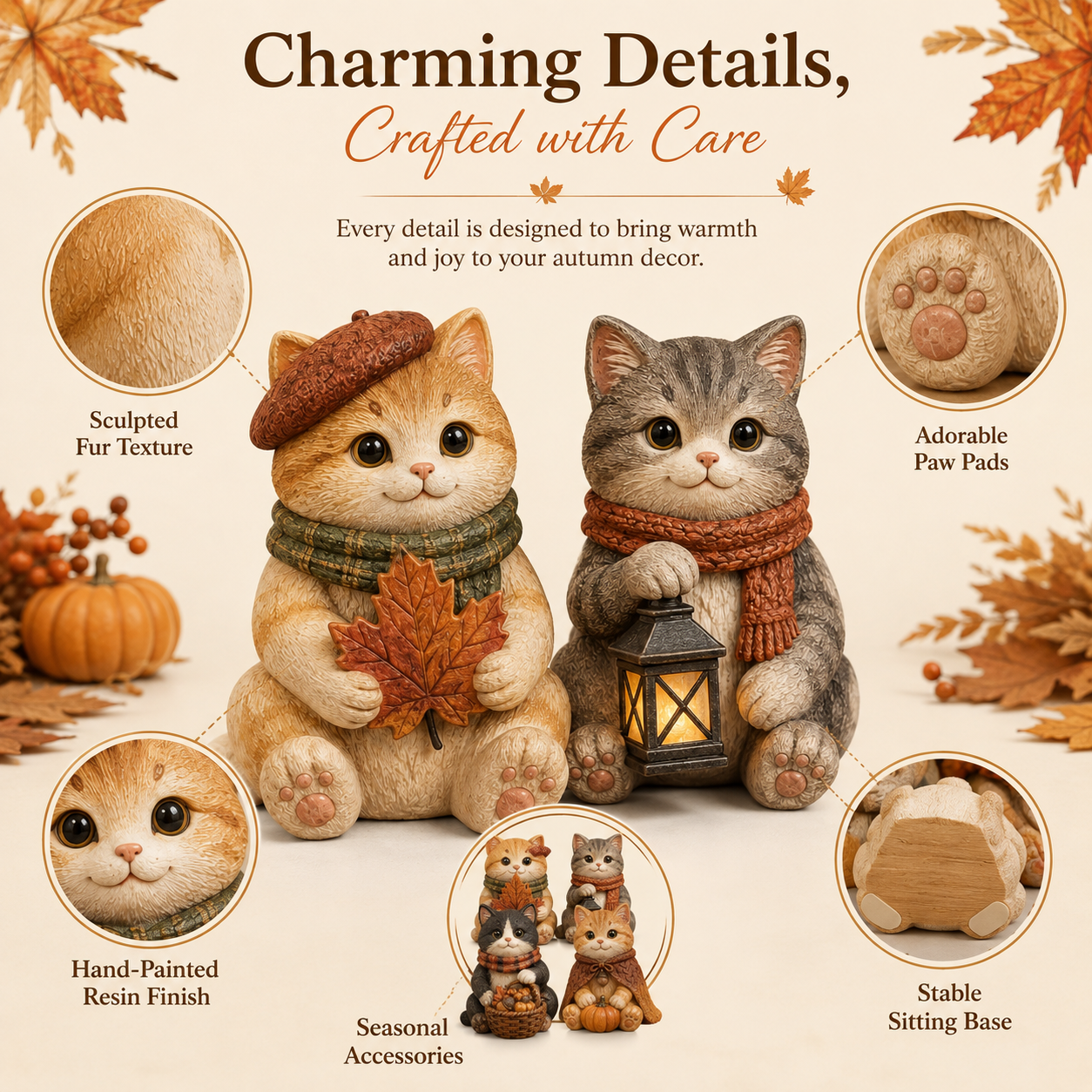 Cozy Fall Cat Figurine