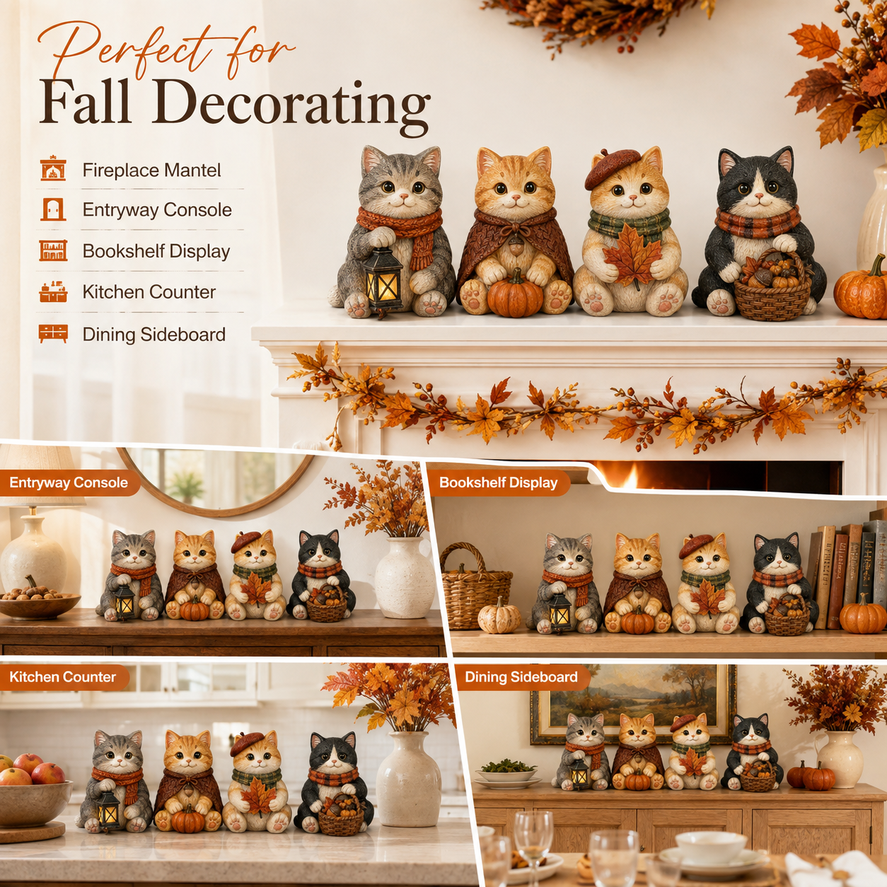 Cozy Fall Cat Figurine