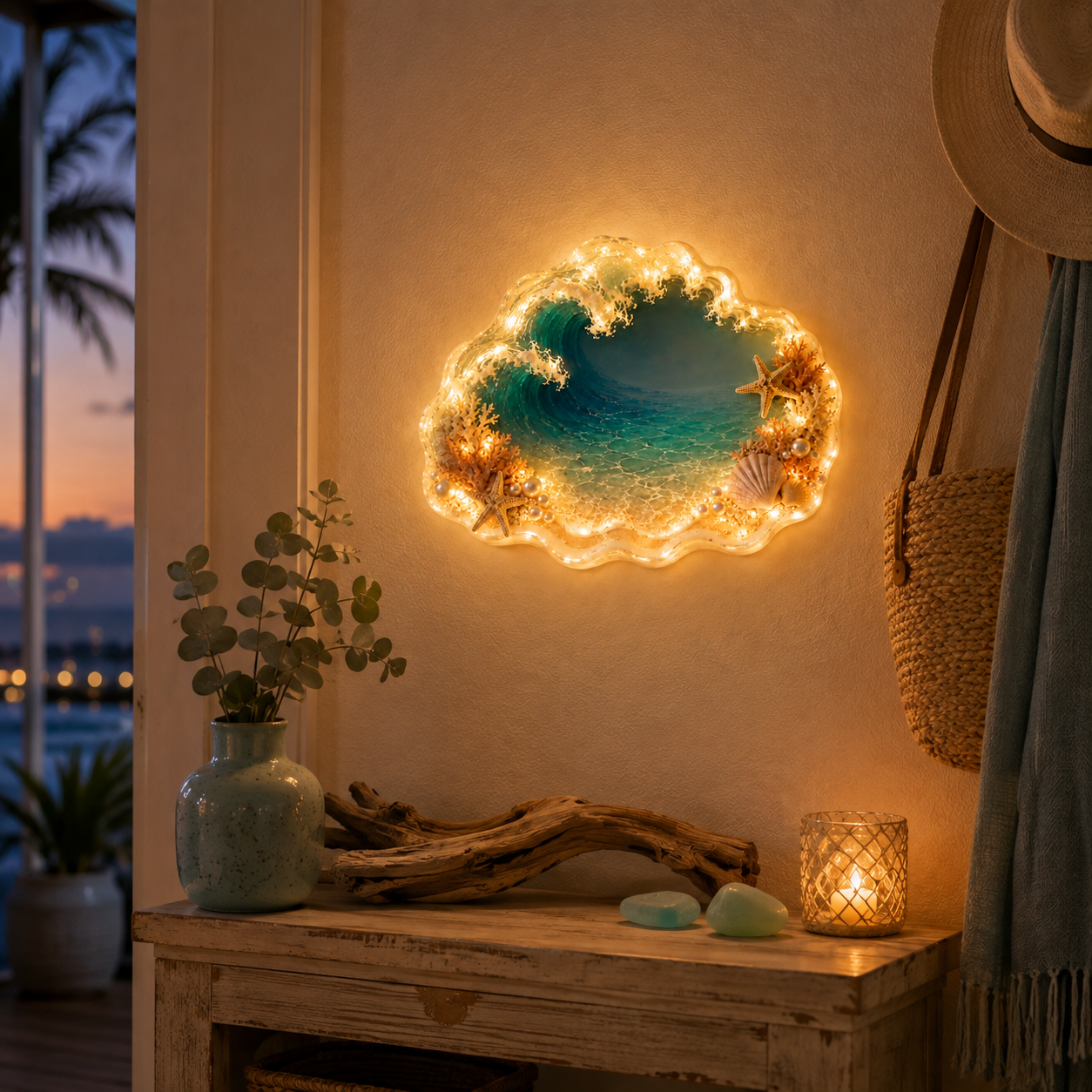 Lighted 3D Ocean Wave Wall Decor