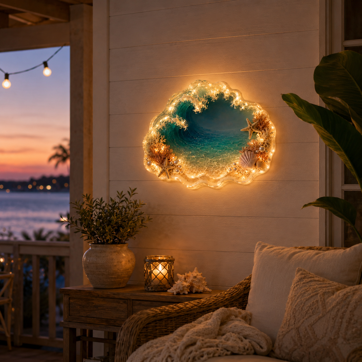 Lighted 3D Ocean Wave Wall Decor