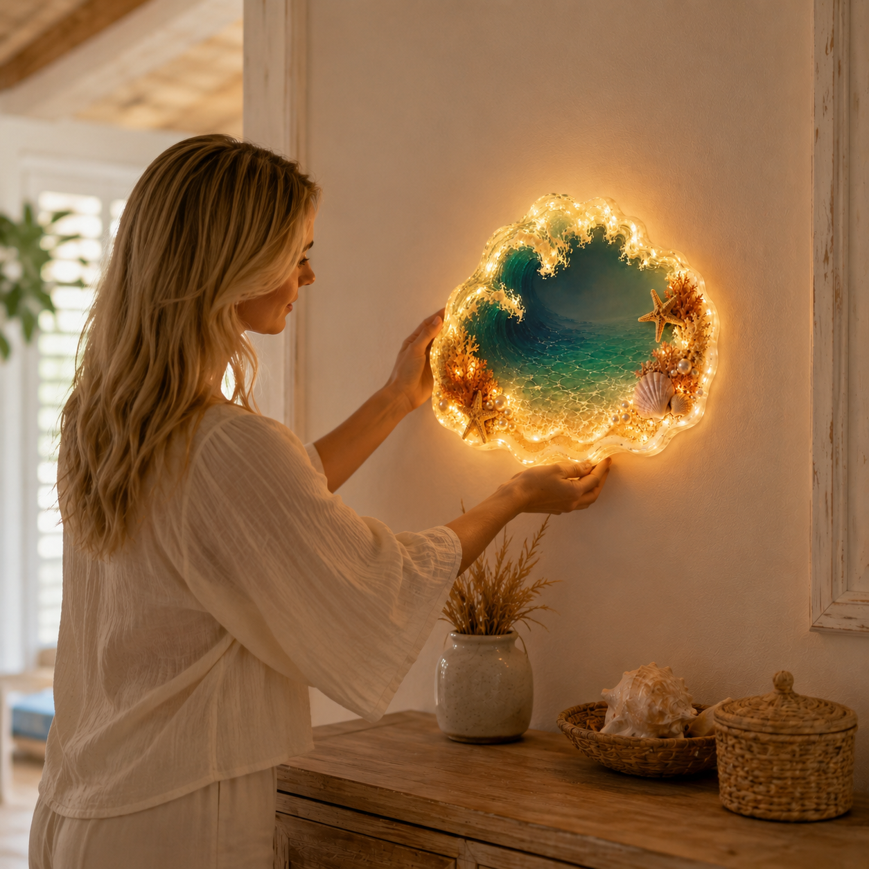Lighted 3D Ocean Wave Wall Decor