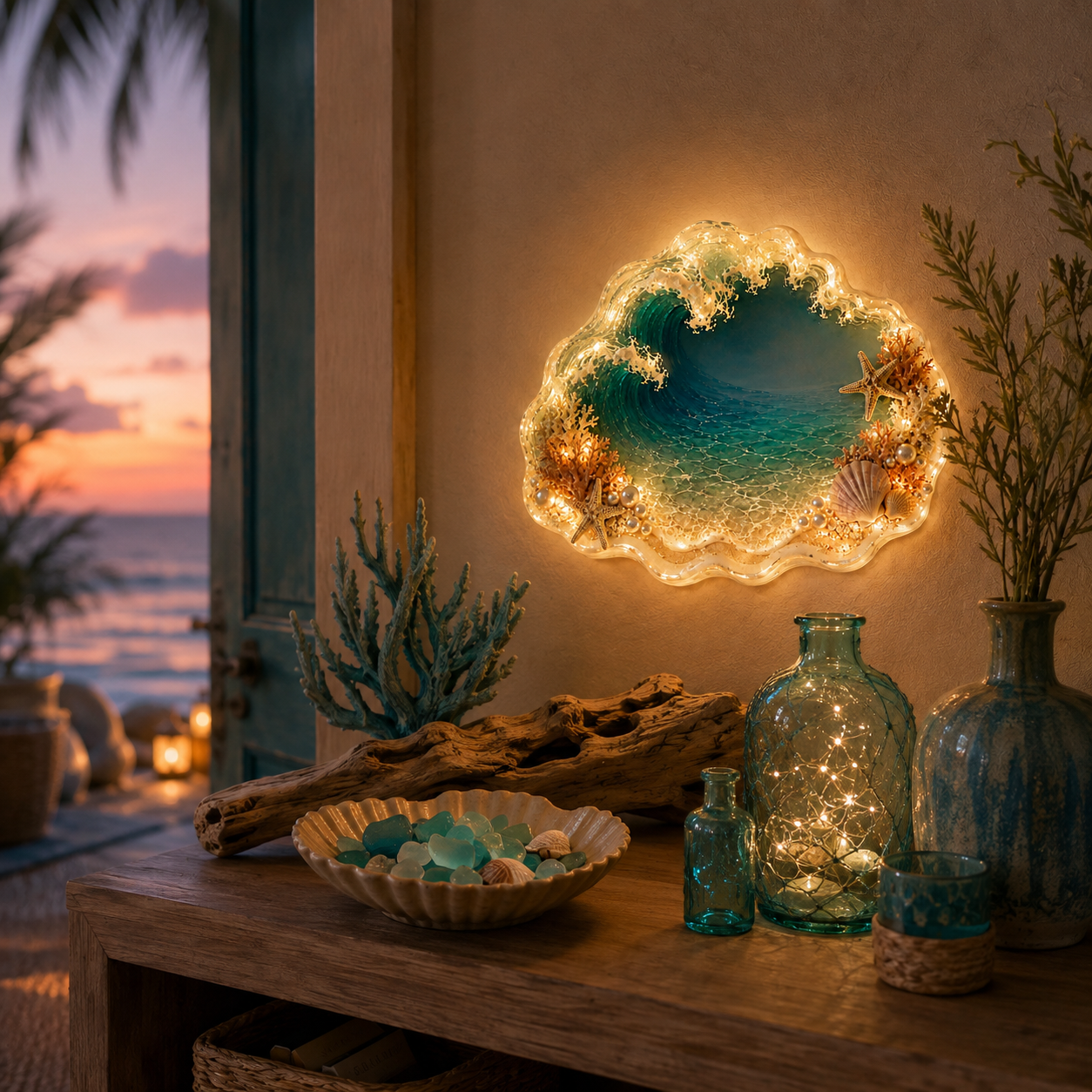 Lighted 3D Ocean Wave Wall Decor