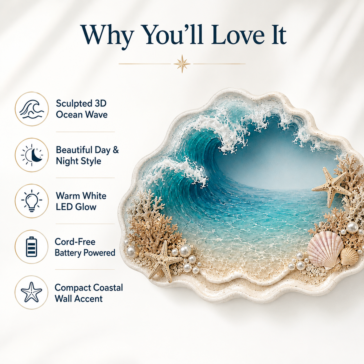 Lighted 3D Ocean Wave Wall Decor