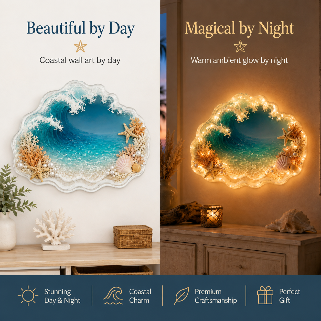 Lighted 3D Ocean Wave Wall Decor