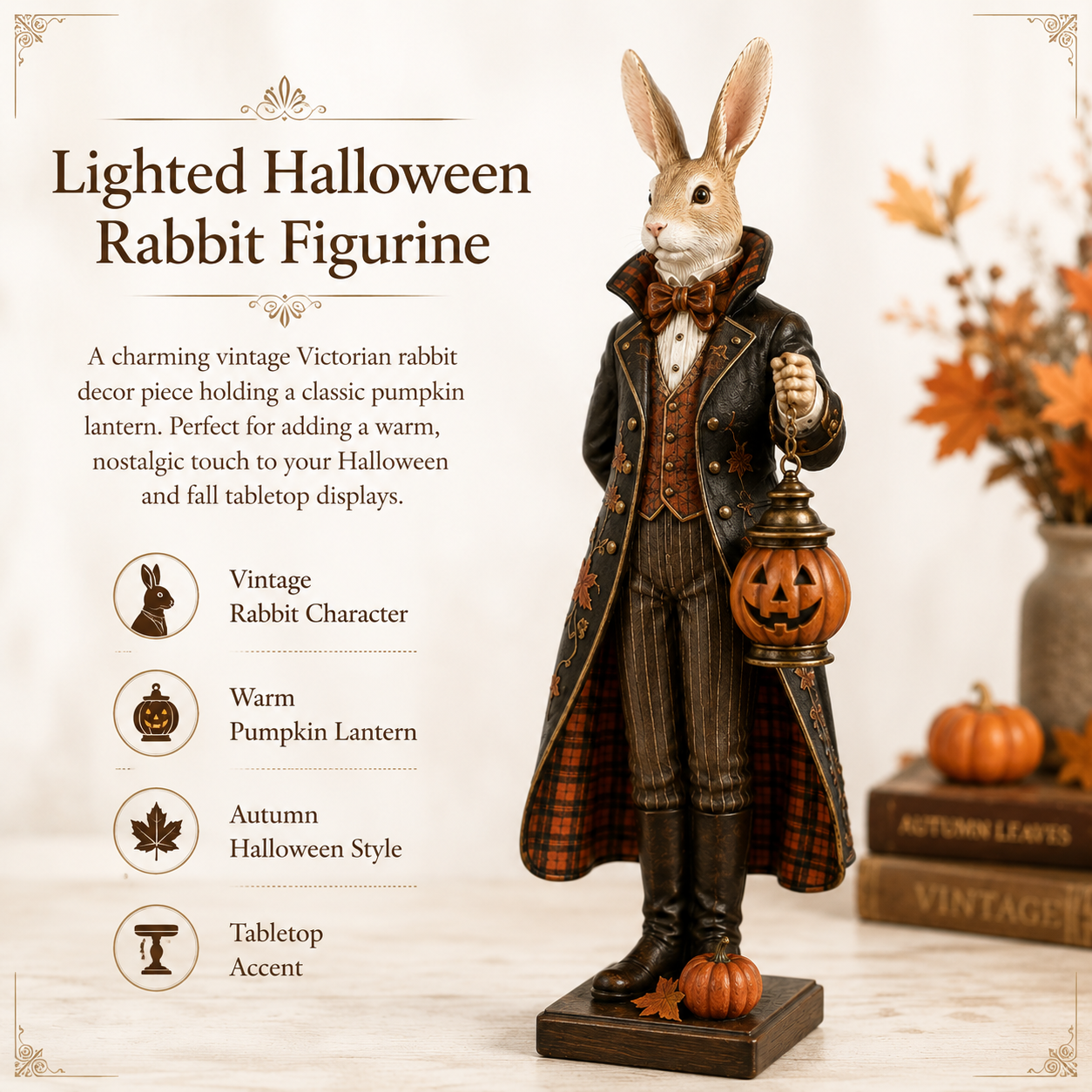 Lighted Halloween Rabbit Figurine