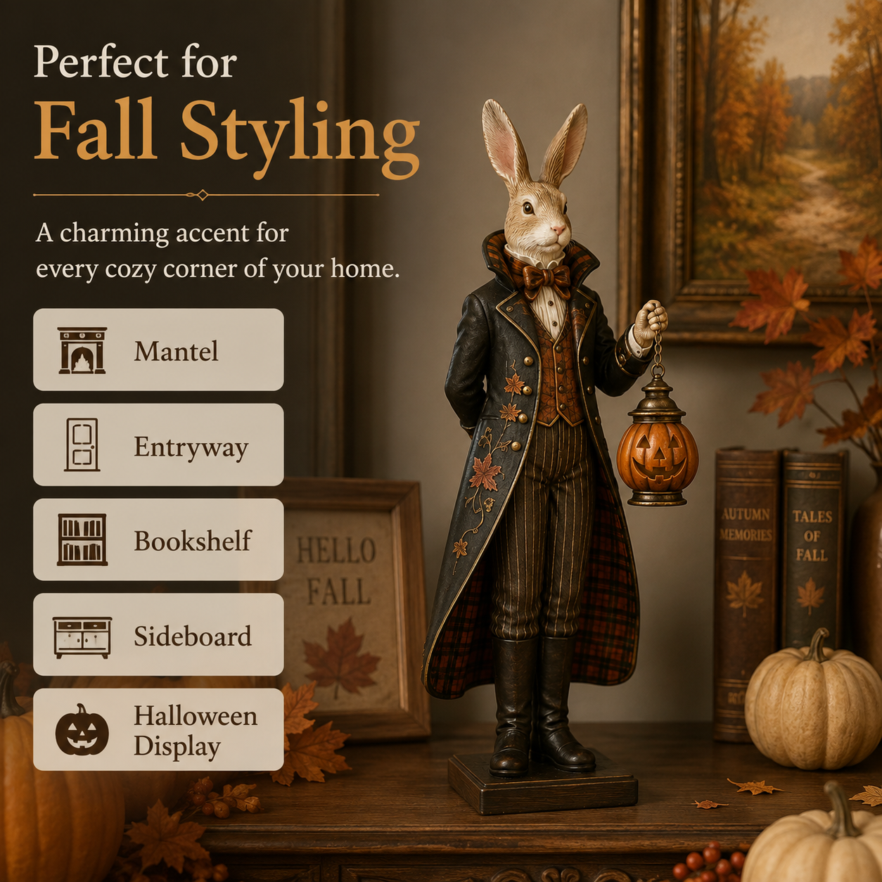 Lighted Halloween Rabbit Figurine