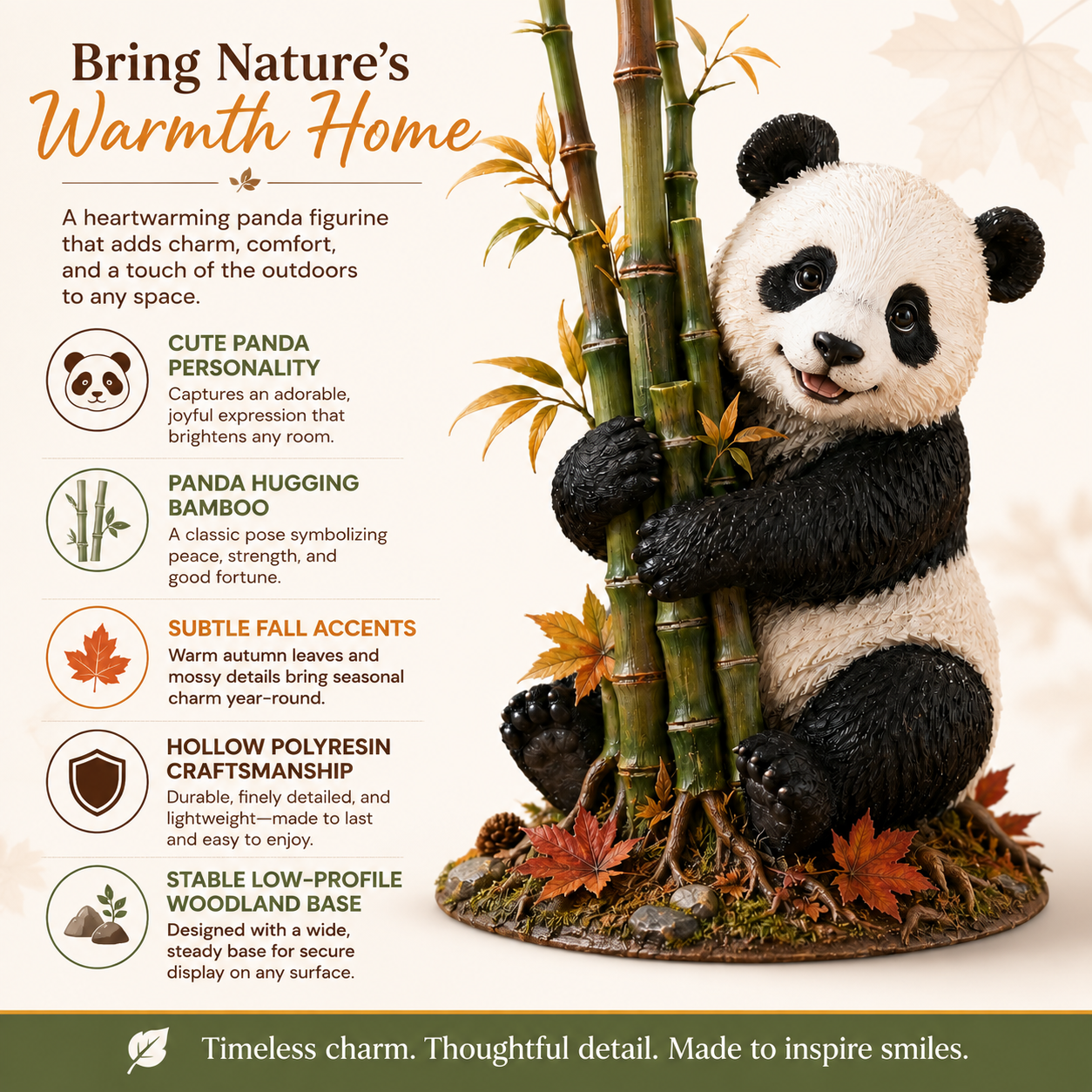 Fall Panda & Bamboo Resin Figurine