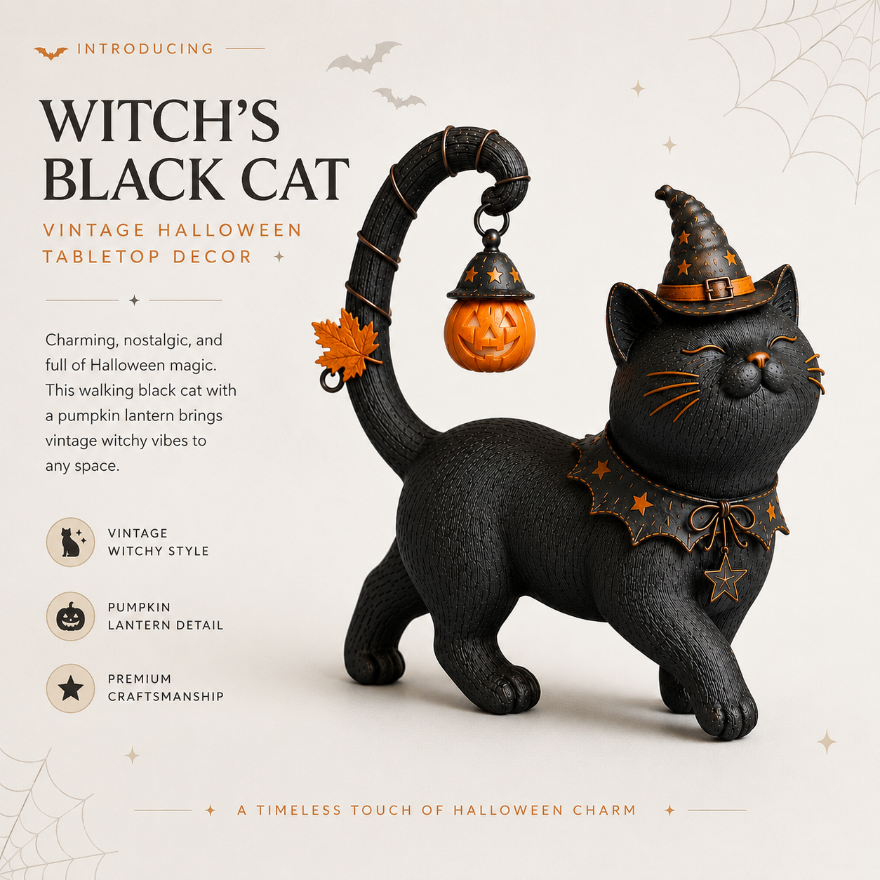Lighted Witch Cat Halloween Decor