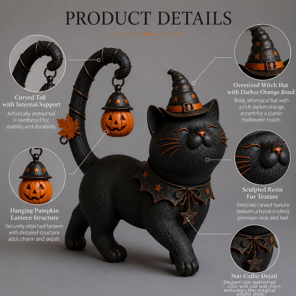 Lighted Witch Cat Halloween Decor